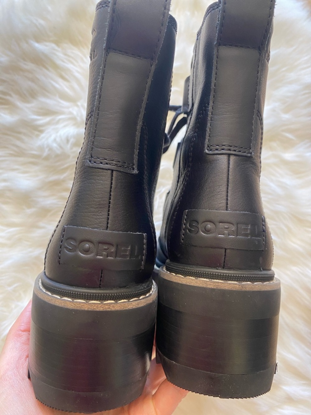 NEW Sorel Joan Now Waterproof Combat Boot Boots Lace Up Leather Black Size 10 - Picture 11 of 16